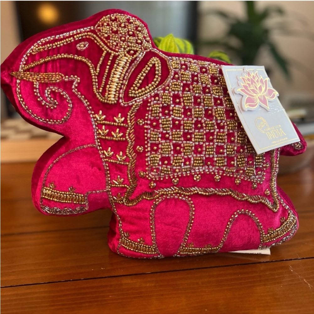 Embroidered Elephant Cushion